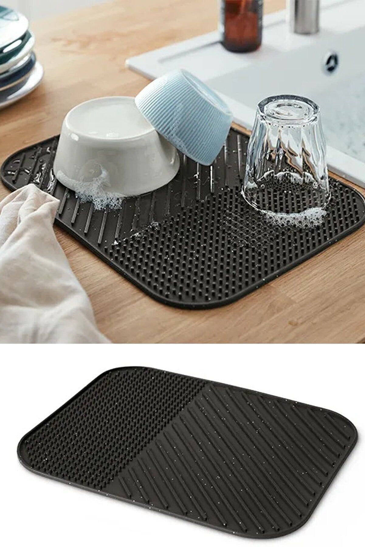 Dish Drying Mat Dish Rack - Silicone Dish Mat with Water Repellent Feature